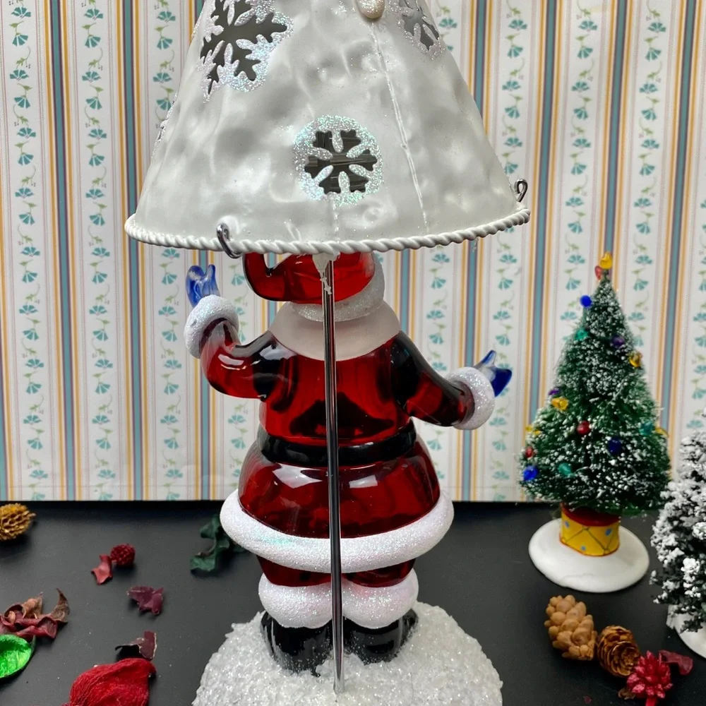 Santa Claus Candle Holder,‎ glass and ceramic, vintage, deco, Christmas, gift